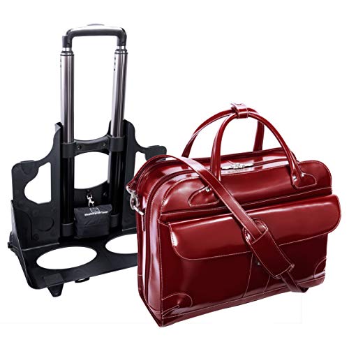 McKlein LAKEWOOD, 15" Leather Detachable -Wheeled Ladies' Laptop/Computer & Tablet Business Briefcase Bag/Women's Rolling Overnight Travel Bag, Removable trolley case