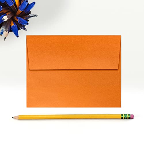LUXPaper A2 Invitation Envelopes | Peel & Press | 4 3/8" x 5 3/4" | Flame Orange Metallic | 80lb. Text | 1,000 Qty