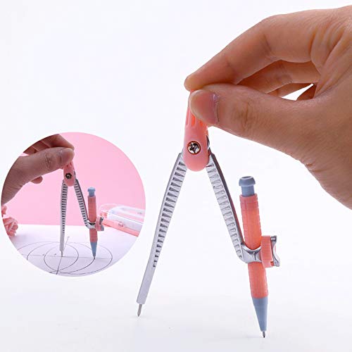 Math Compass Professional Compass Kit with Small Pencil, Precision Locking Divider, Ideal for Drawing Circles, Student's Compass Kit (Pink) Compass Set