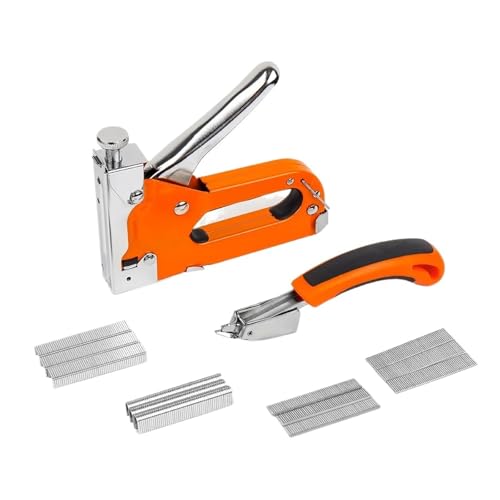 Oil-Free Pneumatic Staple Gun 4 in 1 Staple Gun Kit U-Shaped Nail Gun Heavy Duty Staple Gun with Stapler Remover and 1200pcs Staples Home Upholstery Tools