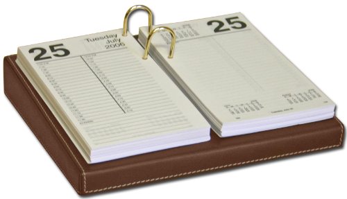 Dacasso Rustic Brown Leather Desktop Calendar Holder with Gold Bolts, 4.5-Inch by 8-Inch
