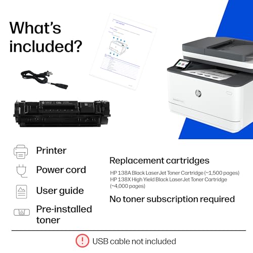 HP LaserJet Pro MFP 3101fdw Wireless Black & White All-in-One Laser Printer, Scanner, Copier, Fax, Best-for-Office (3G628F)