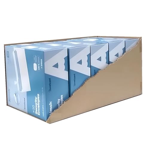 Aimoh #10 Security Self-Seal Envelopes - 1 Case - 5 Packs - 2500 Envelopes, Windowless, Security Tint Pattern, Quick-Seal Closure - EnveGuard - Size 4-1/8 x 9-1/2 Inches - White - 24 LB (34010-CS)