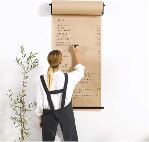 LNNW Kraft Paper Dispenser Kraft Paper Dispenser Wall Mount, Hanging Paper Roll with CutterVintage Brown Paper Roll for Grocery Lists Decorative Message Boards for Wall(90cm/36inch Wide)