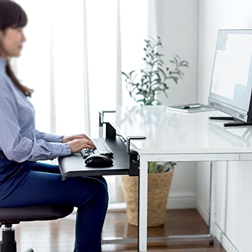 GAZOGJ Keyboard Tray Under Desk Clamp-On Keyboard Drawer Platforms - Push-Pull Keyboard Tray Sliding Under Desk - Ergonomic for Home Office,Easy to Install Desk Extender,Adjusta,