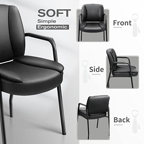 JUMMICO Office Guest Chair Reception Chair for Office Reception Lobby PU Leather Waiting Room Chair with Armrests Executive Office Chair Upholstered Set of 2