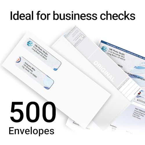 500 VersaCheck NRP Business Double Window Security Standard and Voucher Check Envelopes - Compatible with business checks made from VersaCheck, QuickBooks, Quicken, Sage, and others.