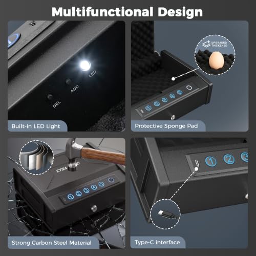 CTSAFEPRO Gun Safe,Biometric Fingerprint Gun Safe for Handgun Pistol Safes