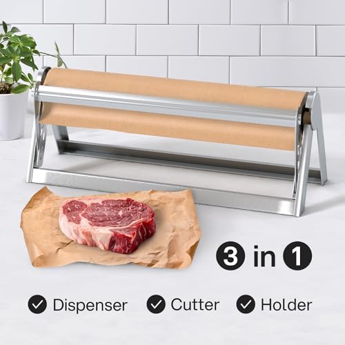 Kenley Butcher Paper Dispenser and Cutter 18 Inch - Wall Mount or Tabletop