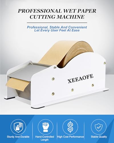 Water Activated Desktop Gum Tape Dispenser, with Kraft Paper Gummed Tape, Eco Friendly for Sealing Office Supplies