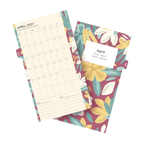 Filofax Calendar Diary Refill, Personal/Personal Compact Size, Week-to-View, Illustrated Floral Diary Pack with Four-Color Print Design, Multilingual: Five Languages, 2027 (C6341-27)