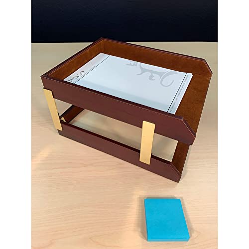 Dacasso Mocha Leather Double Letter Tray (A3020)
