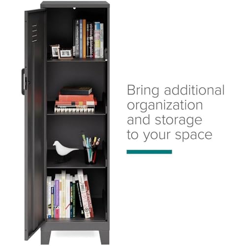 Hirsh Industries Space Solutions 53.38" H 4 Shelf Metal Storage Locker Cabinet 3" Riser Legs Black