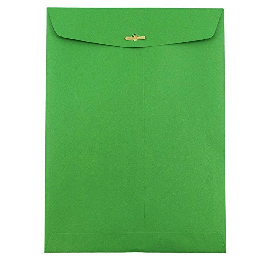 JAM PAPER 9 x 12 Colored Envelopes with Clasp Closure - Green Recycled - Bulk 500/Box