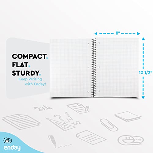 Emraw Quad Ruled Notebook Spiral with 70 Sheets White Paper - Set Includes: Blue, Black, Yellow, & Green Covers (48 Pack)