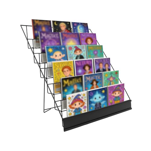 6 Tier Wire Book Display Rack Shelf, 18"L x 11"W x 17.5"H, 44Lbs Capacity