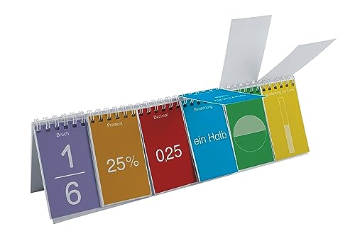 TimeTEX - Flap flip chart | Learn the most important fractions and their representation. 20 different flap blocks | Contents: 6-flap flip chart with colourful cards