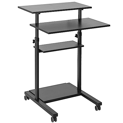 VIVO Black Mobile 28 inch Standing Desk Workstation, CART-V02DB