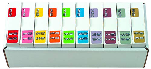 Doctor Stuff - File Folder Labels, Terminal Digit Filing, Consecutive Double Digit Numbers 00-99, Barkley FDBKM Match - BADM Series Chart Stickers, 1" x 1-1/2", 1 Each of 10 Rolls, 500/Roll
