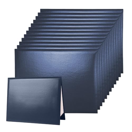 Goprety Diploma Cover Size in 8.5" x 11" Graduation Certificate Holders Padded Smooth Leather，Navy，12-Pack