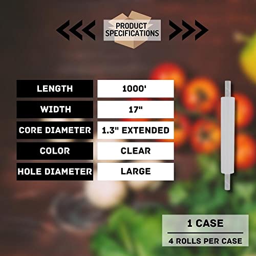 Shield Wrap Pallet Netting Vented Stretch Wrap with Extended Core Handles, 4 Rolls, 17 Inch x 1000 Feet for Securing Pallets that Need Ventilation