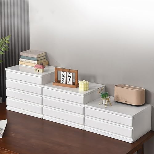 Solid Wood Drawer-type Multi-layer Desktop Storage Box, Thickened Storage Drawer Organizer, Invisible Handle Cabinets, Suitable for Office Area/study/home(Brown,17cm/6.7in)