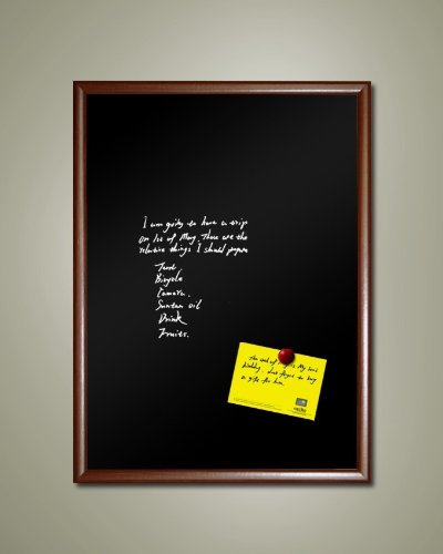 48" x 36" Extra-Large Framed Magnetic Black Chalk Board (Dark Wood Tone Frame)