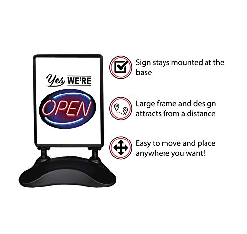 Outdoor Message Board Sidewalk Sign Open Drive Thru Take Out Sign Double Sided Restaurant Business Swinging Sign (WE are Open)