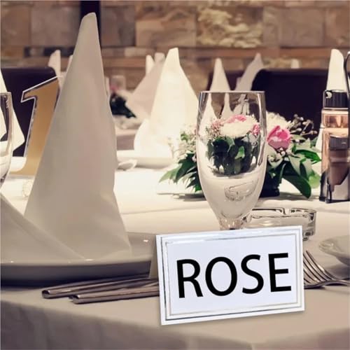 Name Tent Table Cards 200pcs Gold Silver Wedding Seating Number Card Name Place Cards Banquet Table Decor Christmas Birthday Party Greeting Card(Silver)
