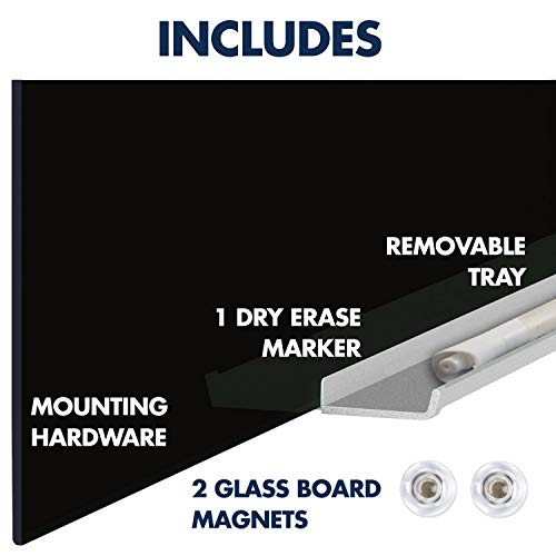 Quartet Dry Erase Board, 85" x 48" Glass Magnetic Whiteboard, Wide Format Horizontal Board, InvisaMount, Black (G8548IMB)