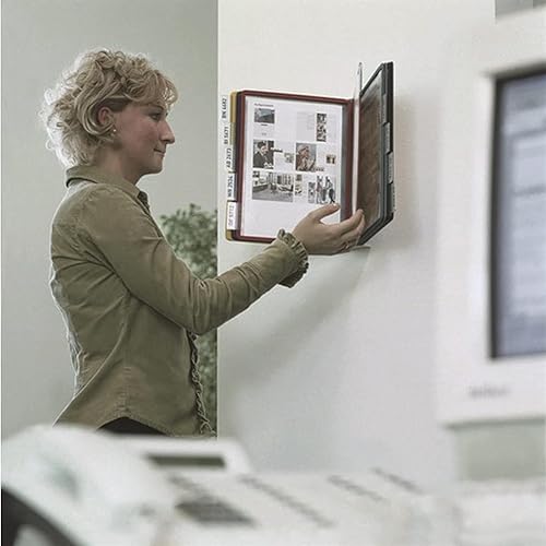 JKSVTF Wall Mount Reference Organizer - Catalog Display Rack, 10 Double-Sided Panels Wall Mounted Reference System, A4 Letter Size, Assorted Colors, PVC and Metal Document Organizer Binder (Assorted)
