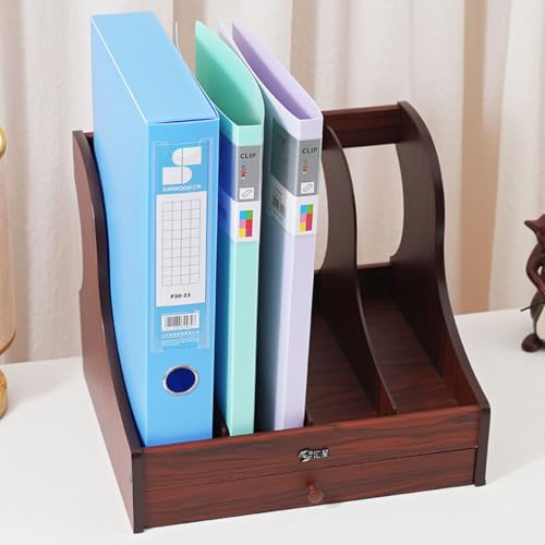 YCYG File Shelf Wooden - File Holder Racks, File Organizer, Desktop File Folder Paper Sorter, Multifunction File Holder, Solid Wooden