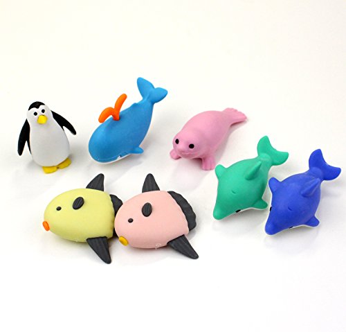 Iwako SCERBRI010 Erasers in The Sea, Blister Pack of 10