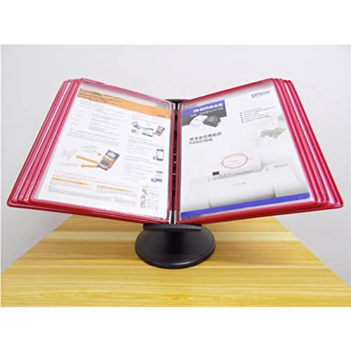 XSMYdpUS Desktop Reference Organizer - Desktop Flip Display Folder, 10-Pocket Wall Flip Folder, Desktop Reference System, Desk Reference Organizer, Suitable for Office and Home Metal Folders (Color :