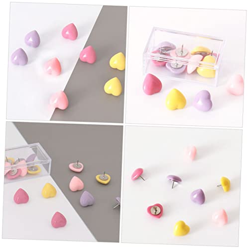 Color Poster 32 Pcs Colored Love Pins Tacks Decorative Pushpins Portable Push Pin Bulletin Board Decorations Cute Thumbtacks Thumb Tacks Maps Push Office Accessories Heart Metal (Random Colorx