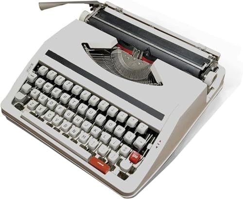 Traditional Portable Manual Typewriter, Machine Typewriter, Old Fashioned Manual Typewriter Portable Flexible Buttons Clear Handwriting with Case- Literary Retro Collection Gift(White)