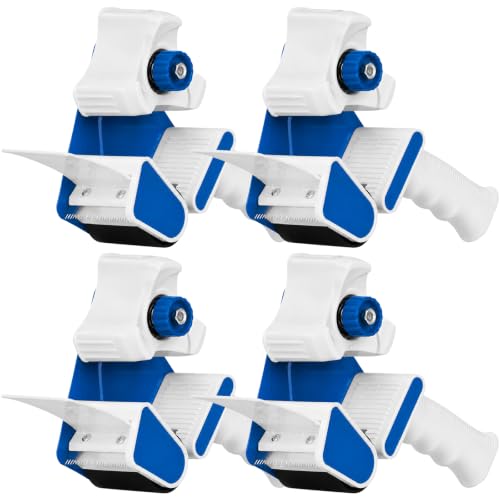 4 Pack Tape Dispenser Gun for Packing Boxes, Packing Tape Dispenser Gun, 3 inch Heavy Duty Packaging Shipping Tape Dispenser, Blue