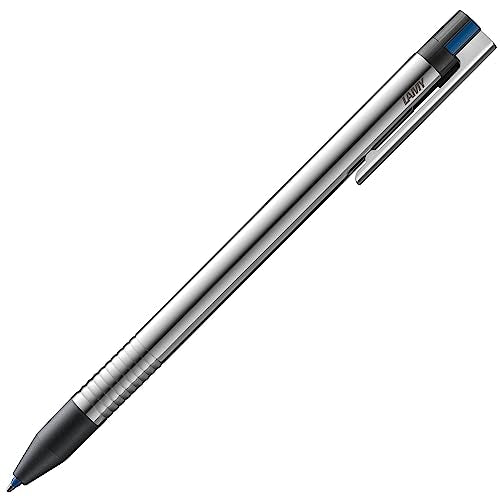 Lamy logo 3-colours - multicoloured ballpoint pen (black, blue, red) with a sight dial mechanism in an elegant stainless steel case - incl ballpoint refills M 21 in black, blue & red