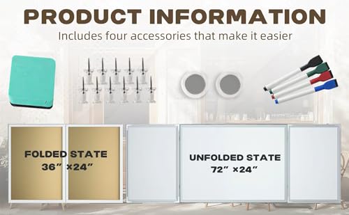 INNOVART Enclosed Dry Erase Board 36”x24”, Fabric Bulletin Board Outside with Magnetic Whiteboard Inside, Secret Whiteboard Hidden Magnetic Dry Erase Board, Pin Board Cabinet w/Fabric Surface