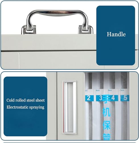 CZHIXG Wall-Mounted Steel Cell Phones Storage Cabinet Pocket Chart Storage Locker Box with Handle and Security Lock for Classroom Office-1