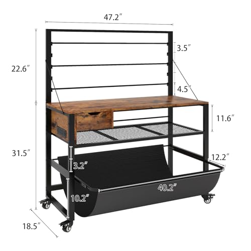 Natwind Wide Format Printer Stand, Plotter Workbench Table,Retro