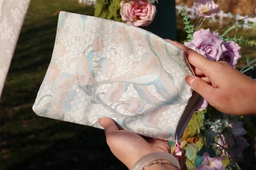 Book Cover A5 A6 Scented Silk Sleeve with Bonus Notebook Song Brocade & Lily of the Valley Bible Case Gold Thread Art(Ruled,A5)
