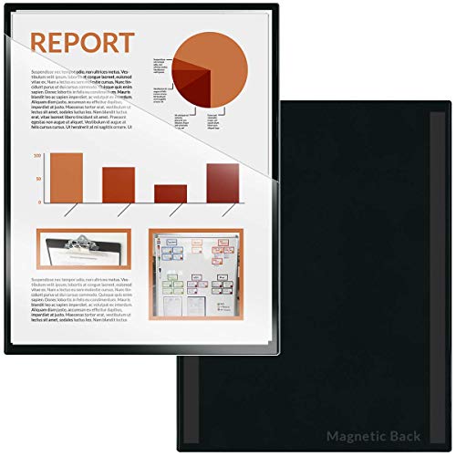 StoreSMART Slash File Jackets - 8 1/2" x 11" - Open Short - Magnetic Back - Clear Front & Solid Black Back - 50-Pack - SFJ111-PQBKM-50