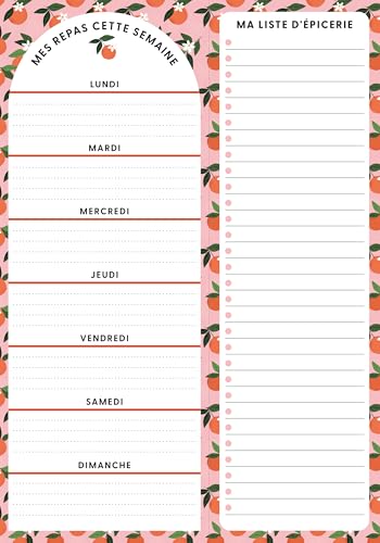 Pierre Belvédère - Weekly Meal Planner & Magnetic Grocery List Notepad in French - 7" x 10" 100 Heartbreaking Sheets for Meal Planning with Food List