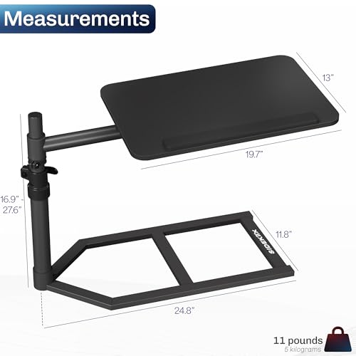 Height Adjustable Under Mattress 20 inch Bedside Desk, Works with Lofts and Beds Without Frames, Tilting Desktop, Fits Laptops, Books, and More, Black