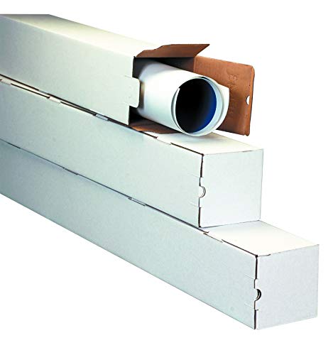 Box USA Mailing Tubes, 30" L x 3" W x 3" H, 25-Pack Square Corrugated Tubes for Mailing and Storage of Blueprints, Artwork, Crafts, Posters, Long Art Holder