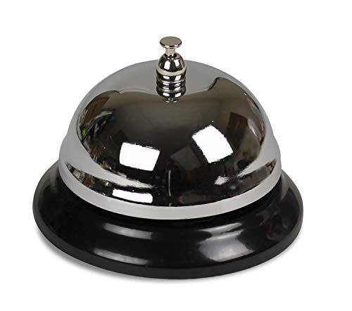 Hygloss Products Classic Silver Call Bell - Durable Metal with Chrome Finish - Crisp Ringing Tone - School, Hotel Concierge, Reception & More - 3.5" x 2.25" - 12 Pieces (61510)