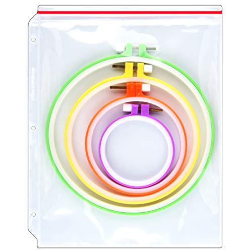 StoreSMART – Zip-Top Embroidery & Cross-Stitch Hoop Holder Binder Page – 8 ½” x 11” - 10-Pack - (VH309-HOOP-10)