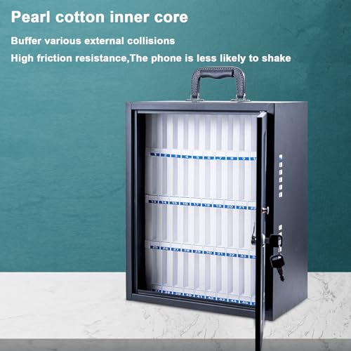 Cold rolled steel Pocket Chart Storage Cabinet, Classroom cell phone storage cabinet w/Portable Handle, Key Lock & Handwritten Tags,Cell Phone Storage Station Lockers for Office School Factory