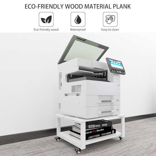 Natwind 2 Tier Laser Printer Stand, 24''x24'' Large Printer Table, White
